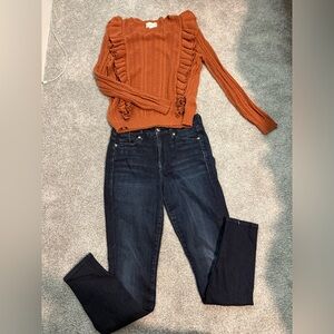 Good American jeans with a long sleeve top